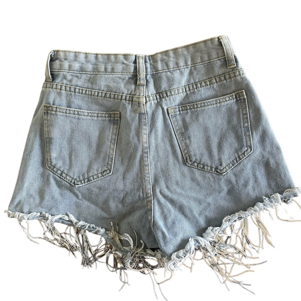 Fringe Denim Shorts - Picture 2 of 2